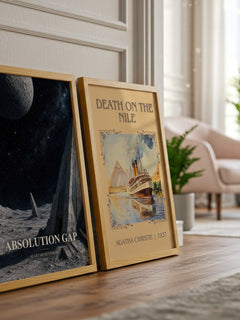 Absolution Gap watercolour print framed by window – literary home decor