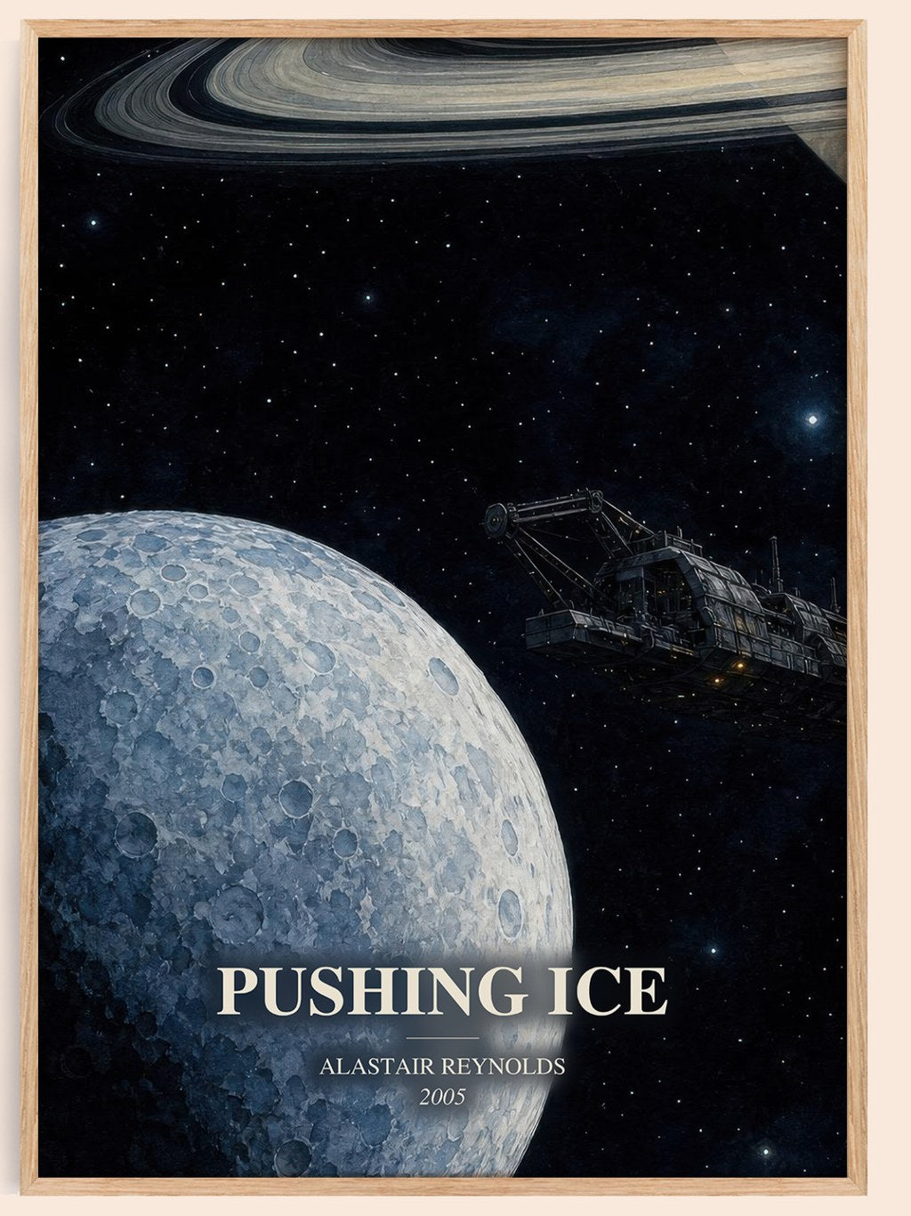 Pushing Ice watercolour book poster by Alastair Reynolds – framed literary art print