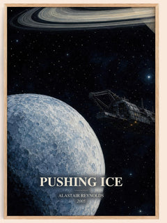 Pushing Ice watercolour book poster by Alastair Reynolds – framed literary art print