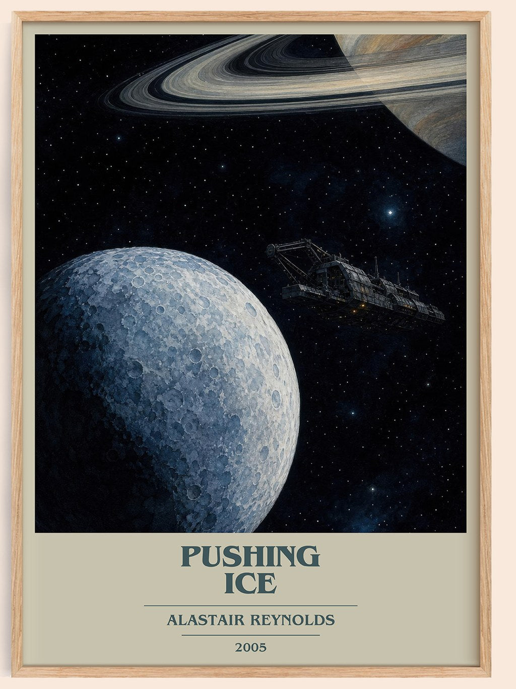 Pushing Ice book cover book poster by Alastair Reynolds – framed literary art print