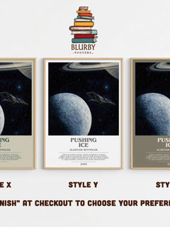 Pushing Ice Bookish Wall Art by Alastair Reynolds – Style X, Y and Z side by side – choose your finish