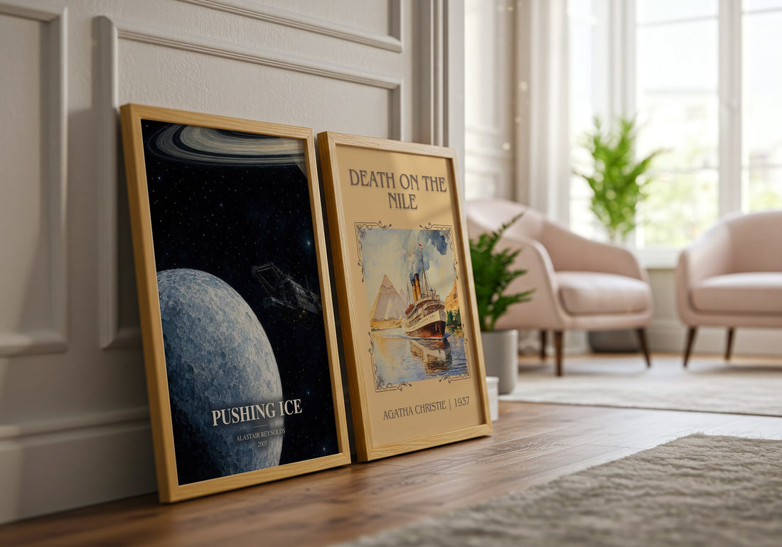 Pushing Ice watercolour print framed by window – literary home decor