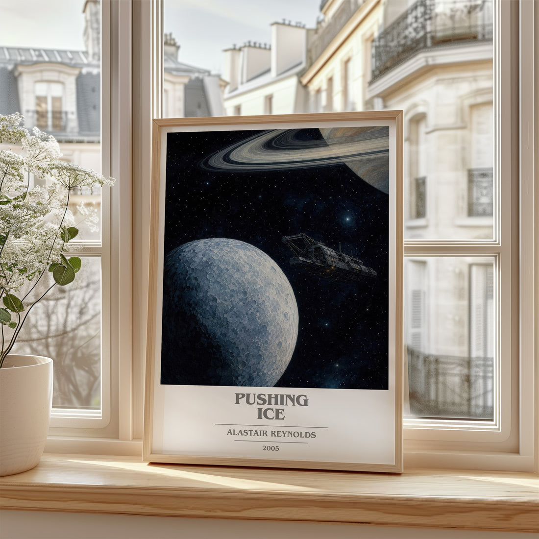 Pushing Ice book cover poster colour and style options – Alastair Reynolds book art