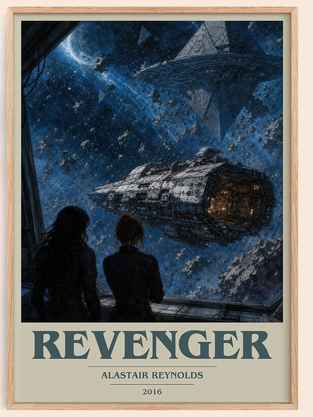 Revenger book cover book poster by Alastair Reynolds – framed literary art print