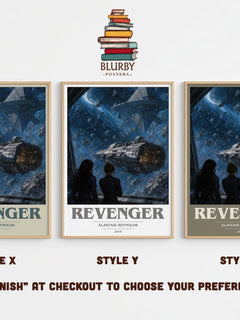 Revenger book cover print in frame leaning in hallway – sci fi wall art