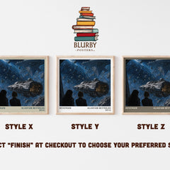 Revenger Literary Art Print by Alastair Reynolds – Style X, Y and Z square prints side by side – choose your finish
