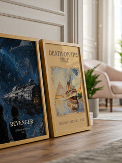 Revenger watercolour print framed by window – literary home decor