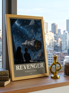 Revenger book cover print framed by window – literary home decor