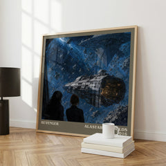 Revenger Literary Art Print by Alastair Reynolds – large square framed print leaning against a wall
