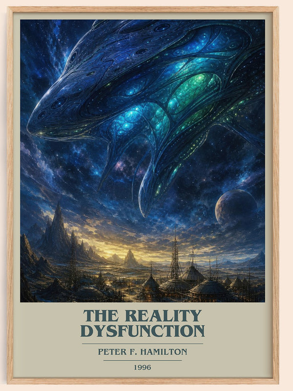 The Reality Dysfunction book cover book poster by Peter F. Hamilton – framed literary art print