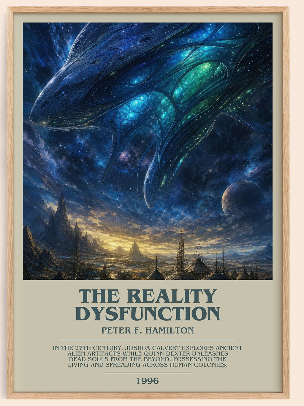 The Reality Dysfunction bookish book poster by Peter F. Hamilton – framed literary art print