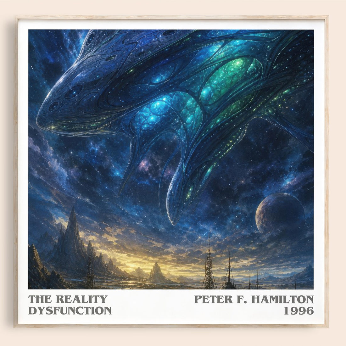 The Reality Dysfunction literary book poster by Peter F. Hamilton – framed literary art print