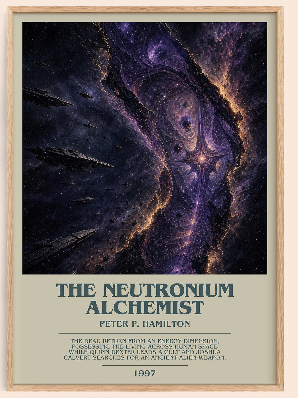 The Neutronium Alchemist bookish book poster by Peter F. Hamilton – framed literary art print