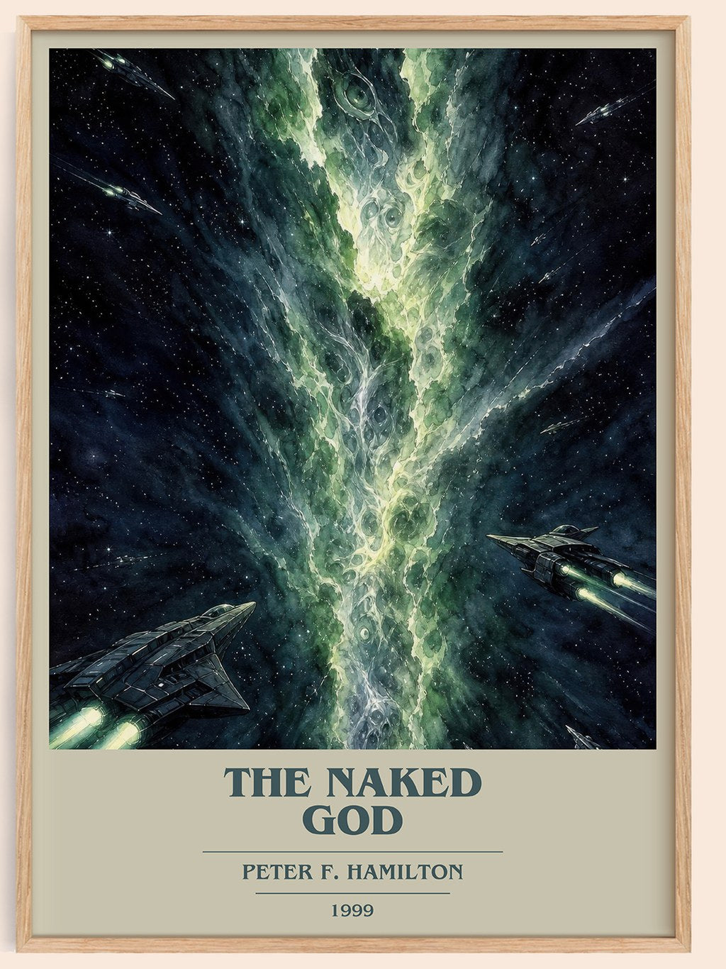 The Naked God book cover book poster by Peter F. Hamilton – framed literary art print