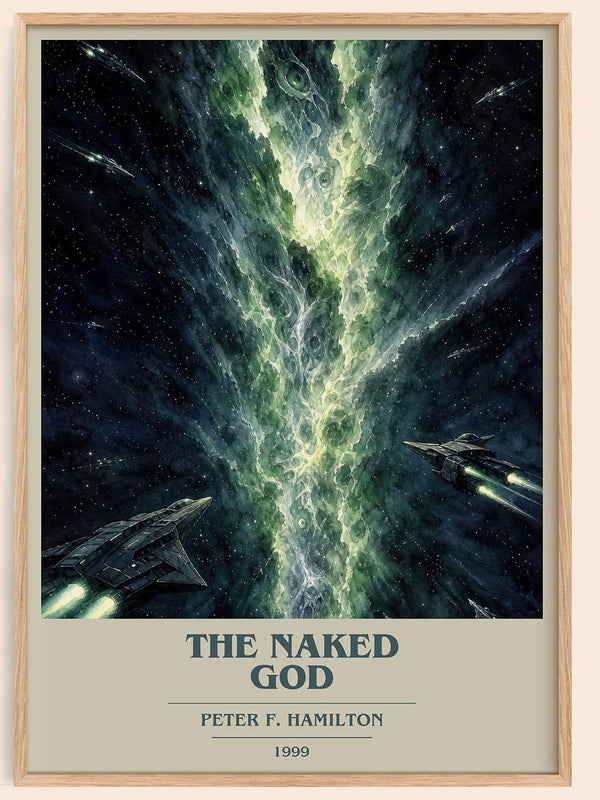 The Naked God book cover book poster by Peter F. Hamilton – framed literary art print