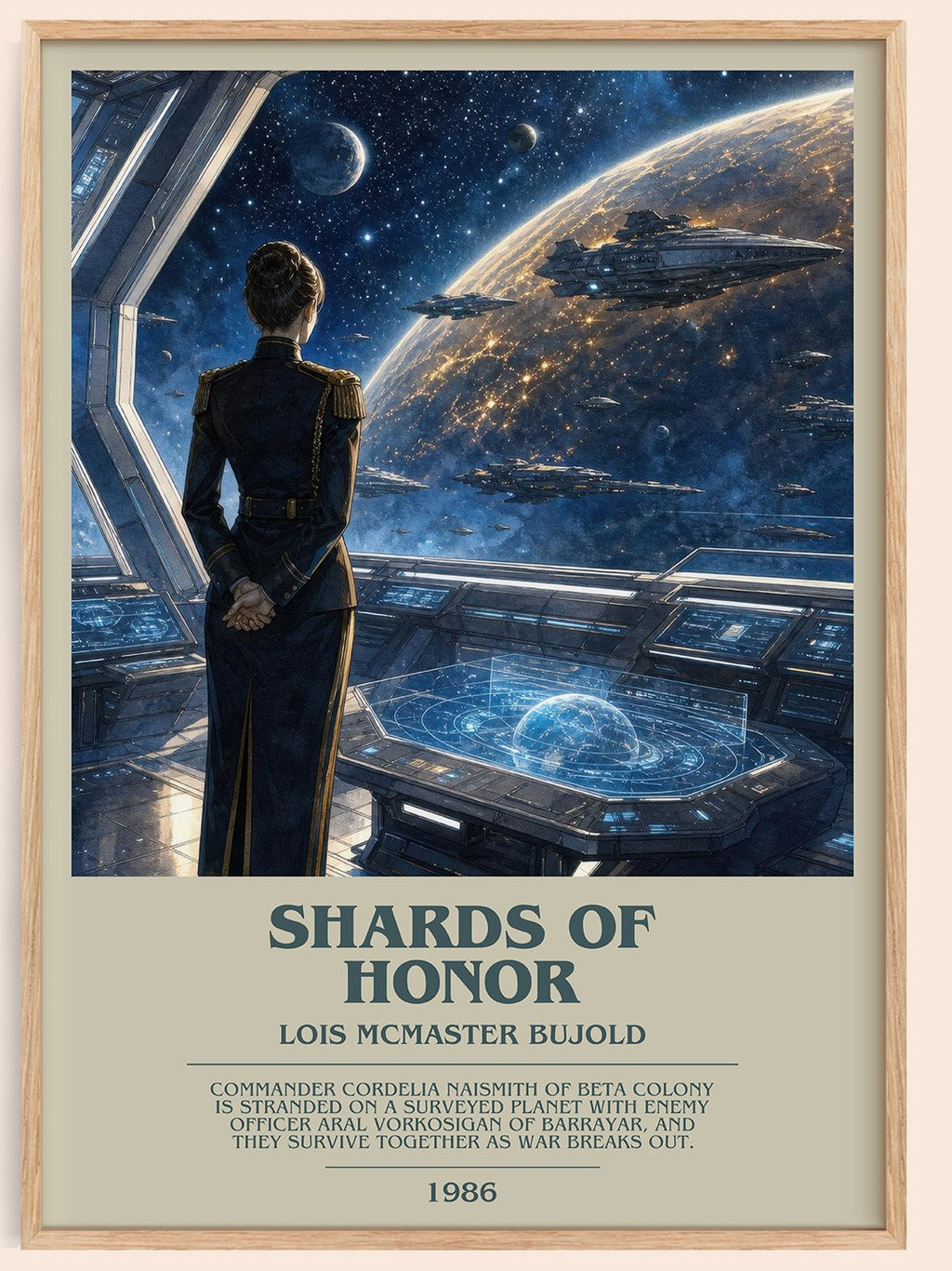 Shards of Honor bookish book poster by Lois McMaster Bujold – framed literary art print