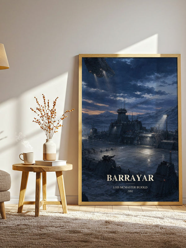 Barrayar watercolour print in frame leaning in hallway – sci fi wall art