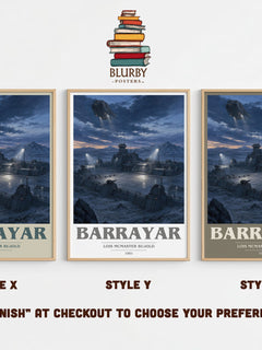 Barrayar book cover print in frame leaning in hallway – sci fi wall art