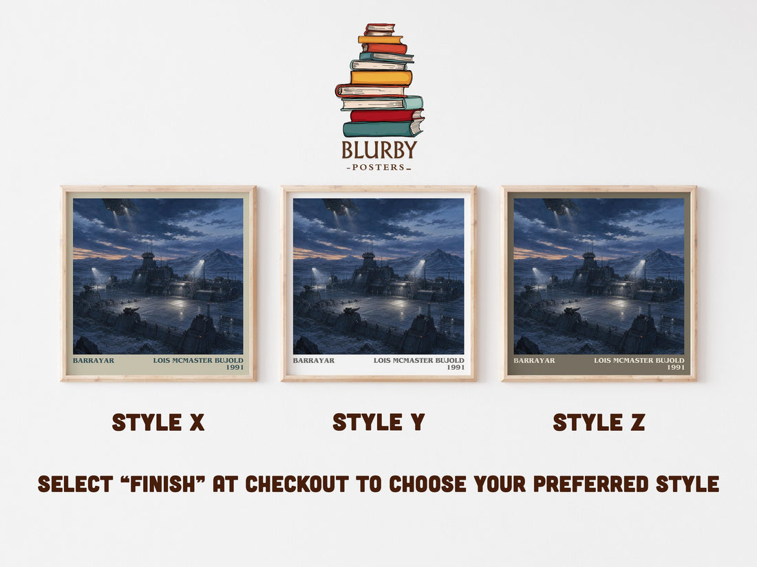 Barrayar literary print in frame leaning in hallway – sci fi wall art (mockup)