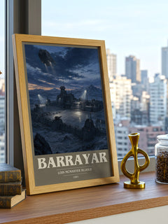 Barrayar book cover print framed by window – literary home decor