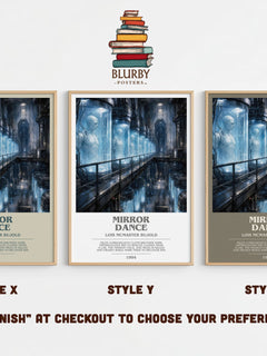 Mirror Dance bookish print in frame leaning in hallway – sci fi wall art