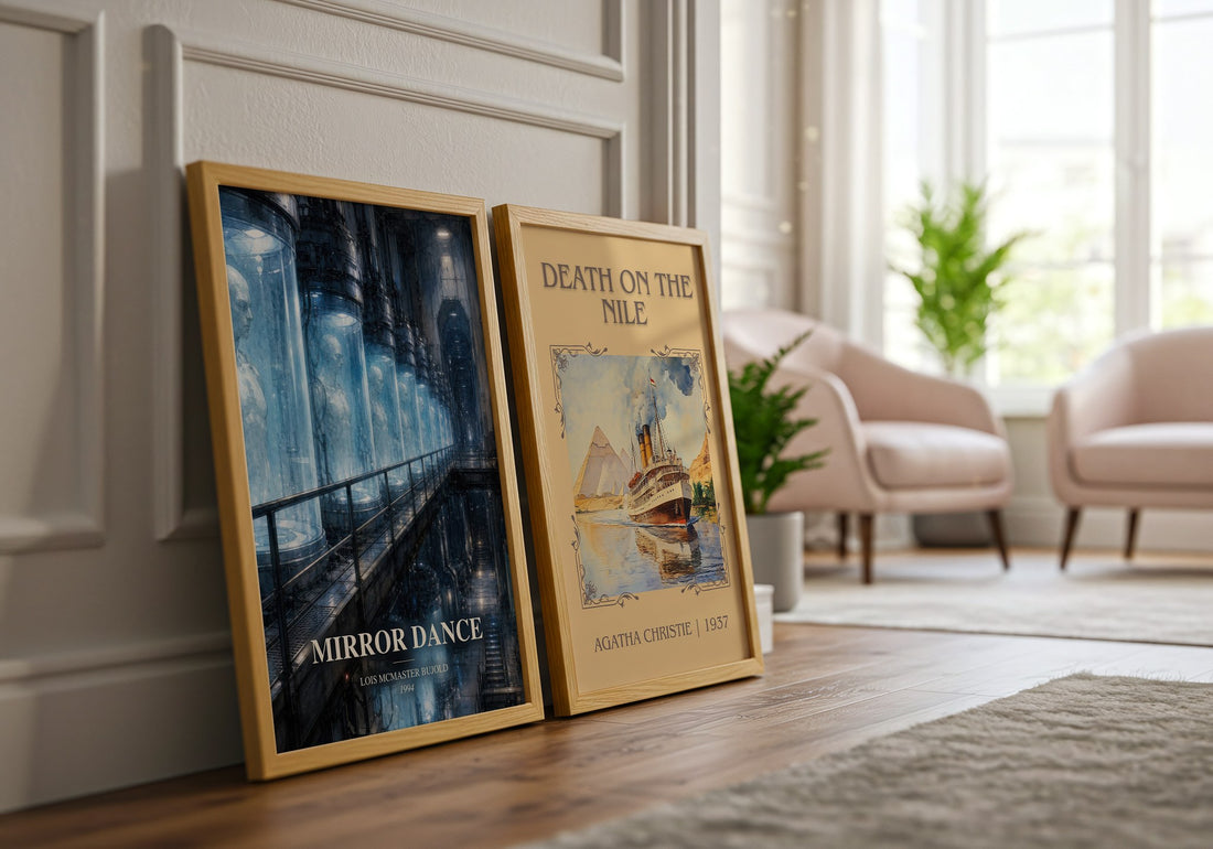Mirror Dance watercolour print framed by window – literary home decor