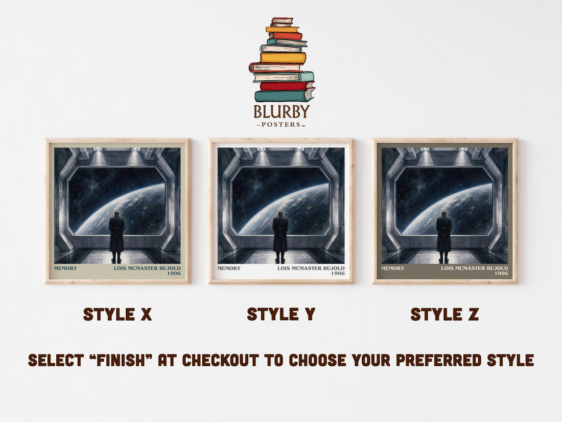 Memory literary print in frame leaning in hallway – sci fi wall art (mockup)