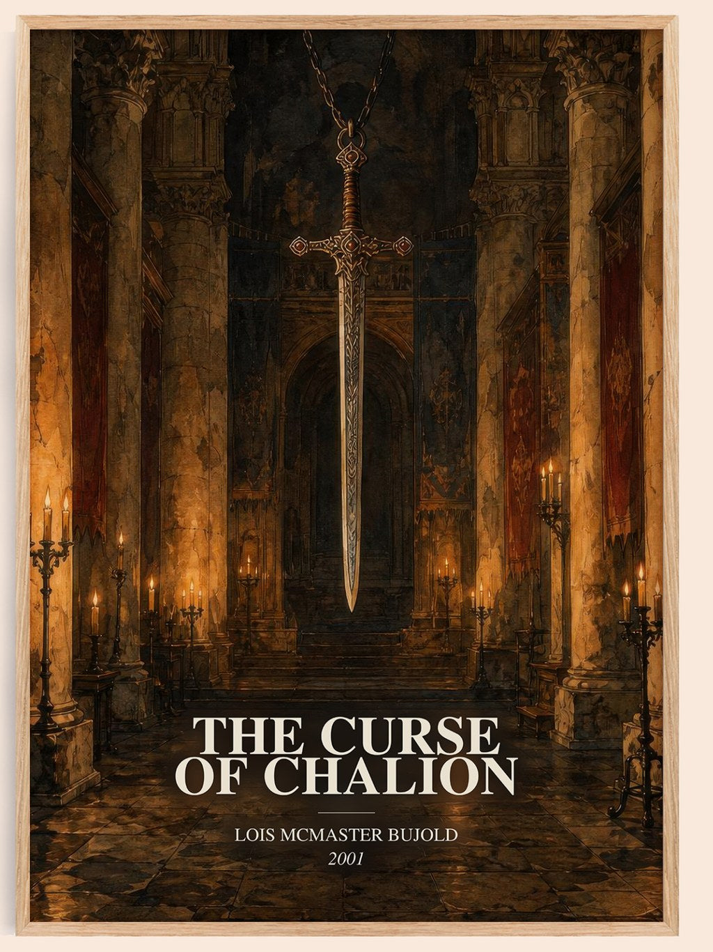The Curse of Chalion watercolour book poster by Lois McMaster Bujold – framed literary art print
