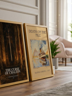 The Curse of Chalion watercolour print framed by window – literary home decor
