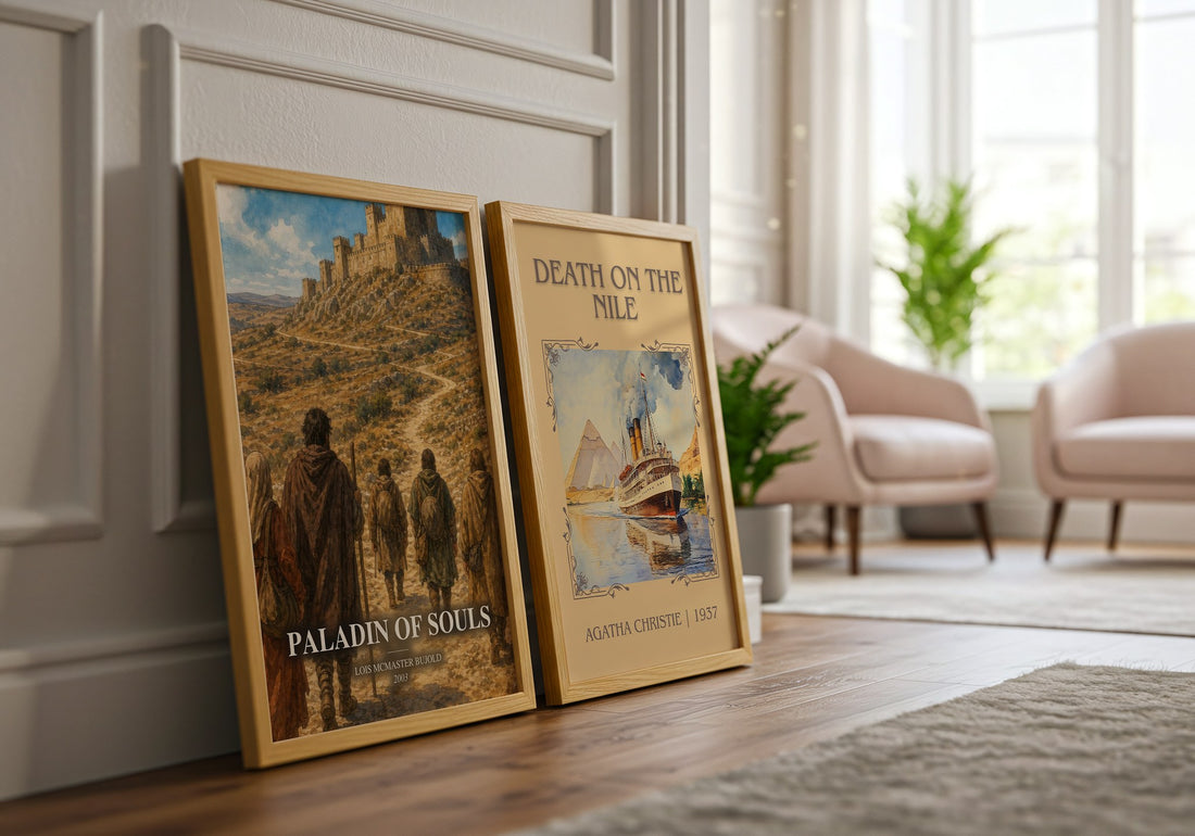 Paladin of Souls watercolour print framed by window – literary home decor