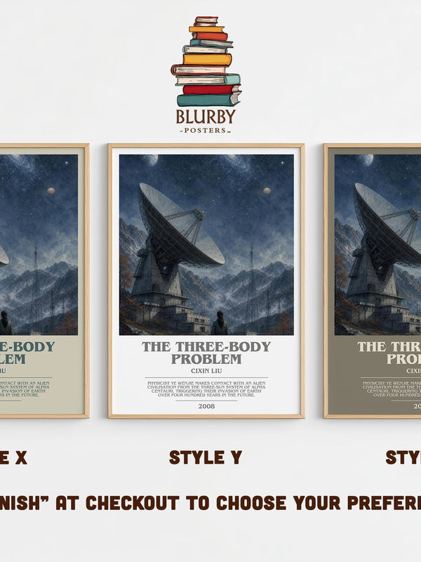 The Three-Body Problem bookish print in frame leaning in hallway – sci fi wall art