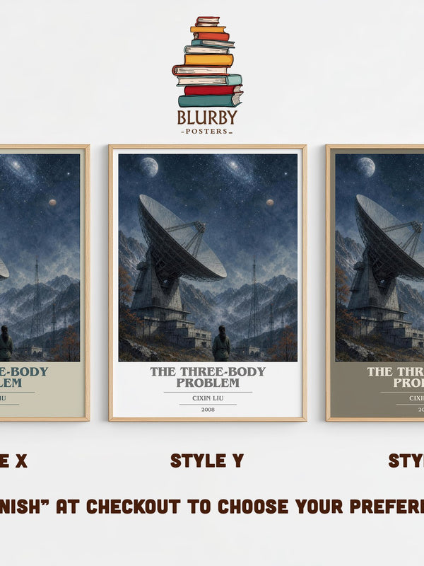 The Three-Body Problem book cover print in frame leaning in hallway – sci fi wall art