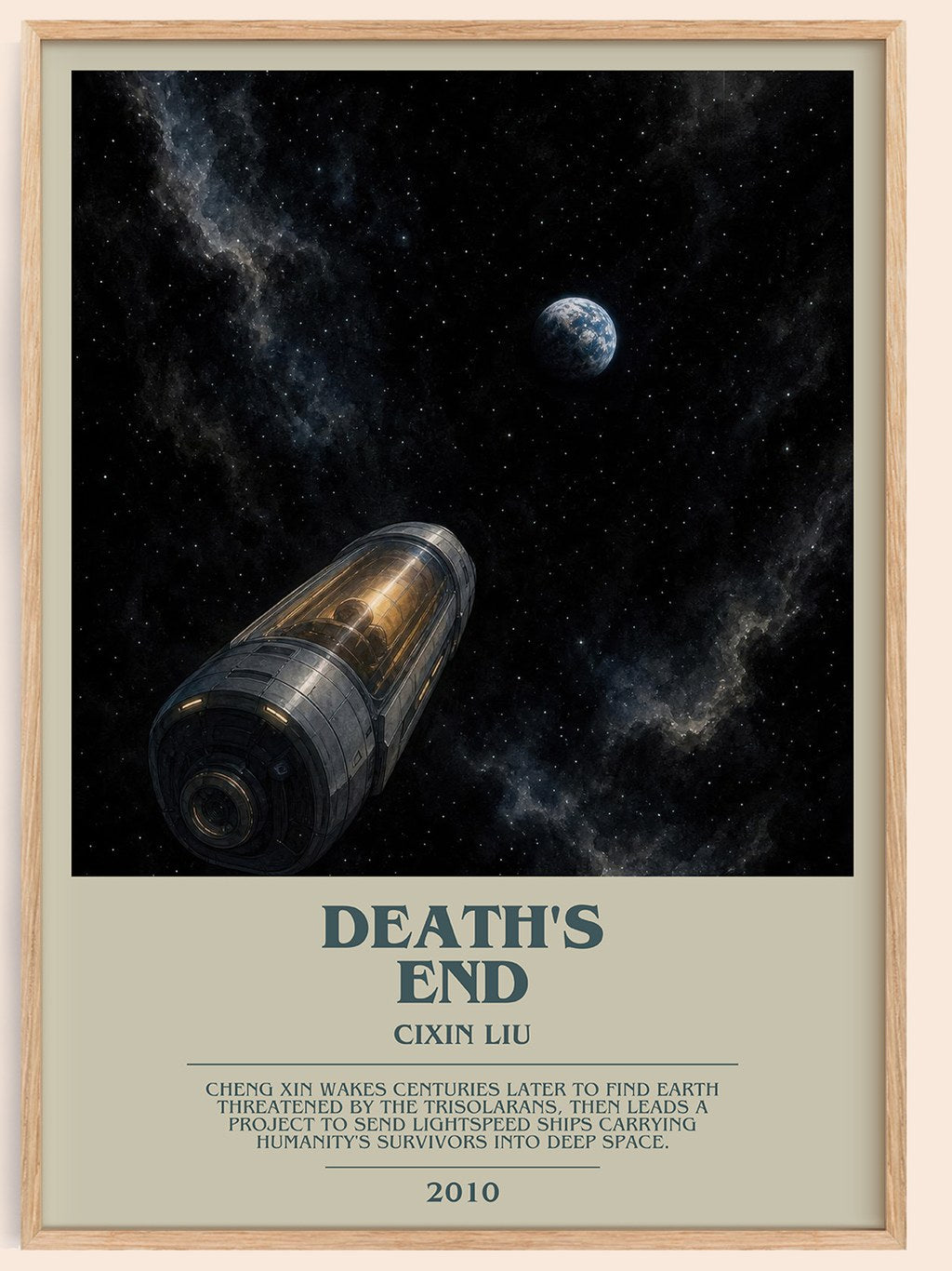 Death's End bookish book poster by Cixin Liu – framed literary art print