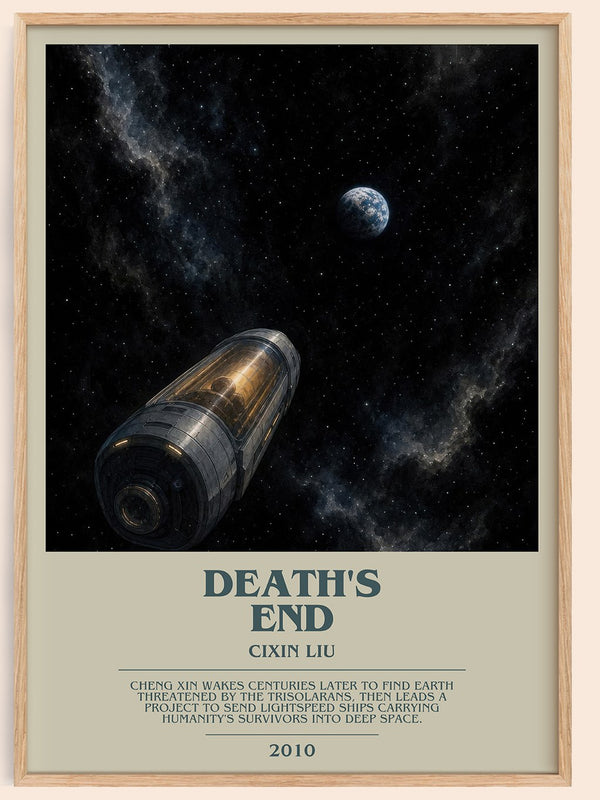 Death's End bookish book poster by Cixin Liu – framed literary art print