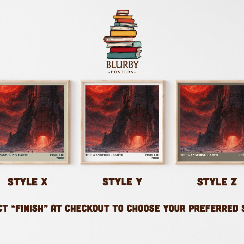 The Wandering Earth literary print in frame leaning in hallway – sci fi wall art