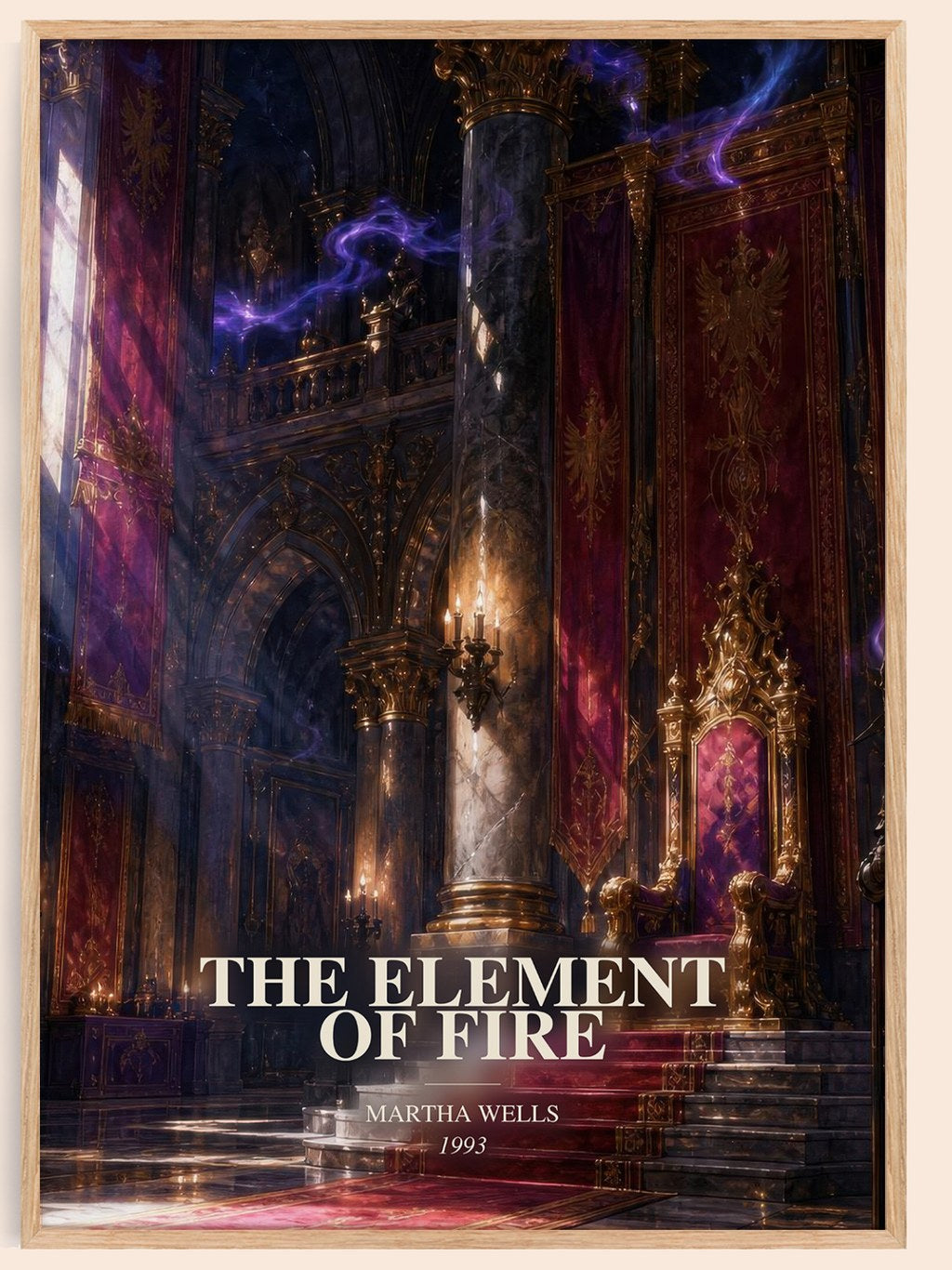 The Element of Fire watercolour book poster by Martha Wells – framed literary art print