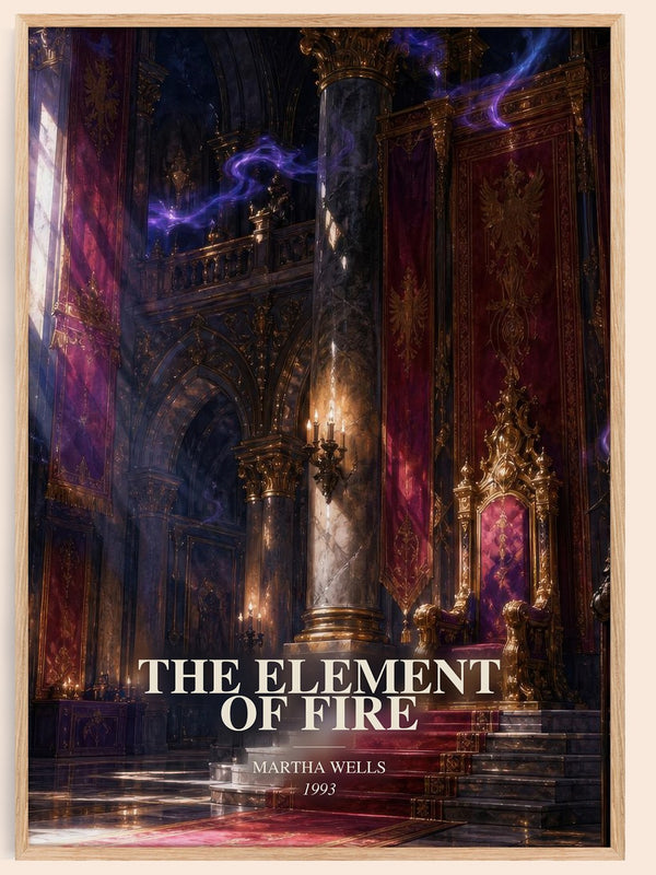 The Element of Fire watercolour book poster by Martha Wells – framed literary art print