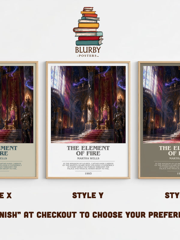 The Element of Fire bookish print in frame leaning in hallway – fantasy wall art