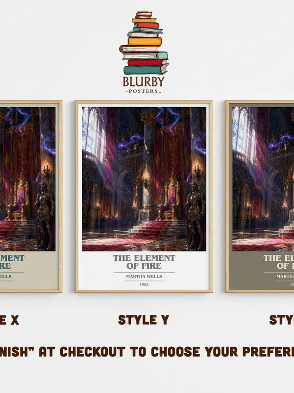 The Element of Fire book cover print in frame leaning in hallway – fantasy wall art