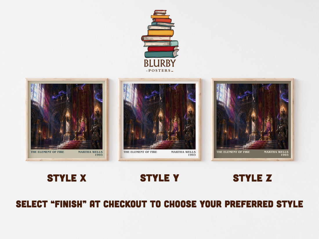 The Element of Fire literary print in frame leaning in hallway – fantasy wall art (mockup)