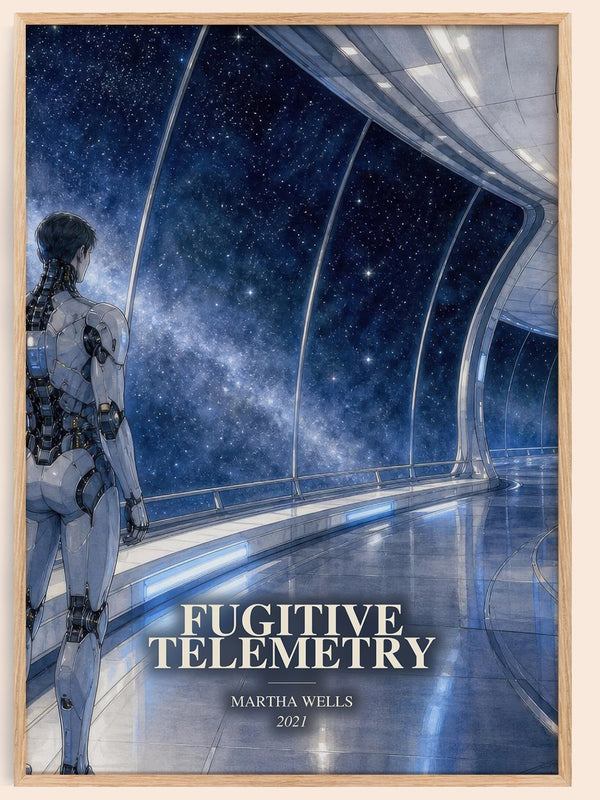 Fugitive Telemetry watercolour book poster by Martha Wells – framed literary art print