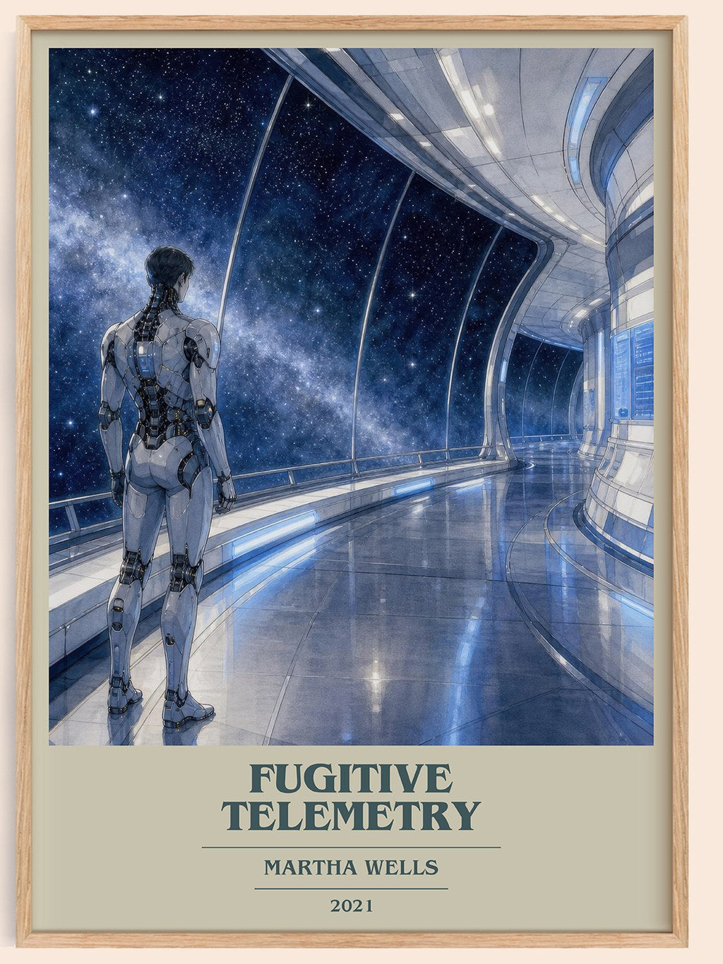 Fugitive Telemetry book cover book poster by Martha Wells – framed literary art print