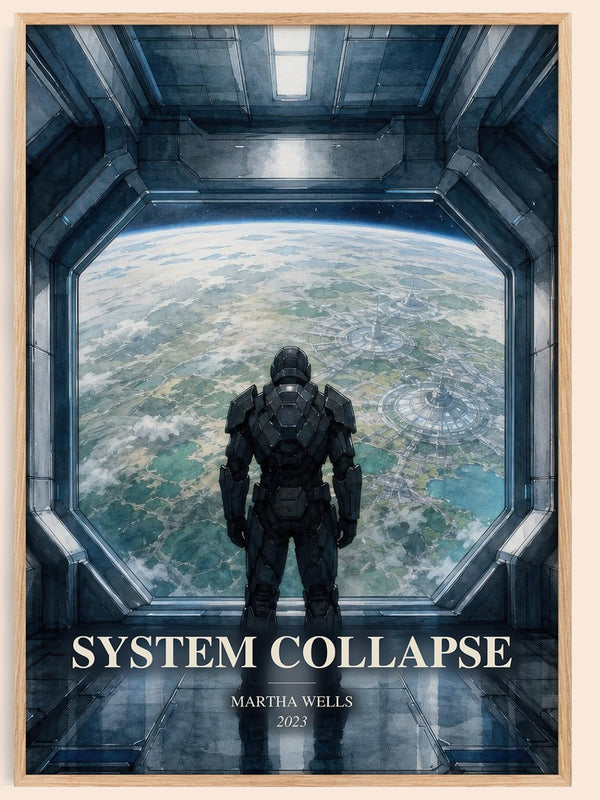System Collapse watercolour book poster by Martha Wells – framed literary art print