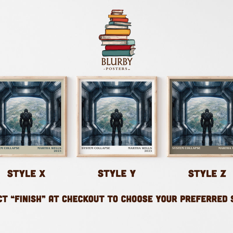 System Collapse literary print in frame leaning in hallway – sci fi wall art