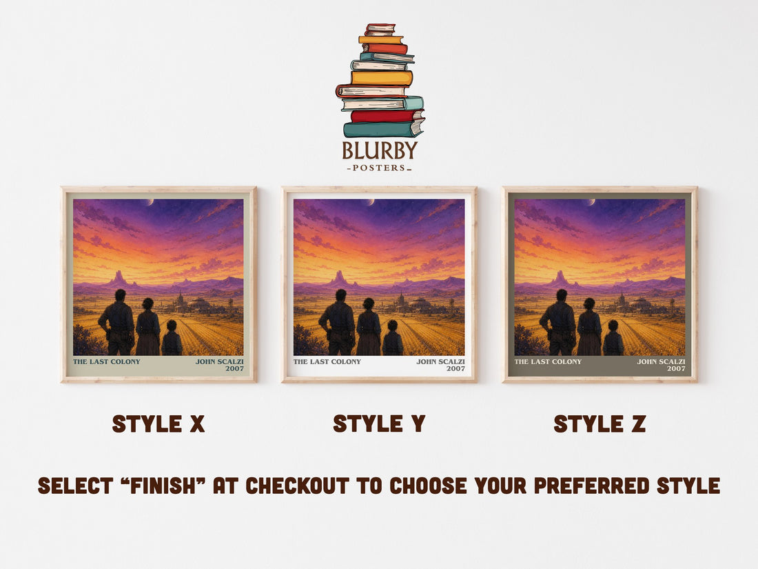 The Last Colony literary print in frame leaning in hallway – sci fi wall art (mockup)