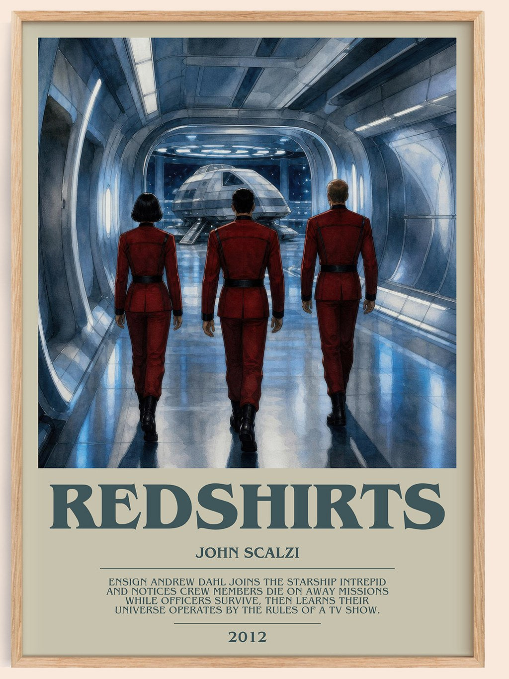 Redshirts bookish book poster by John Scalzi – framed literary art print