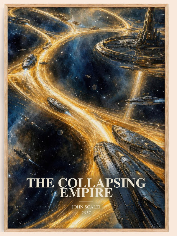 The Collapsing Empire watercolour book poster by John Scalzi – framed literary art print