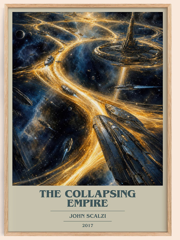 The Collapsing Empire book cover book poster by John Scalzi – framed literary art print