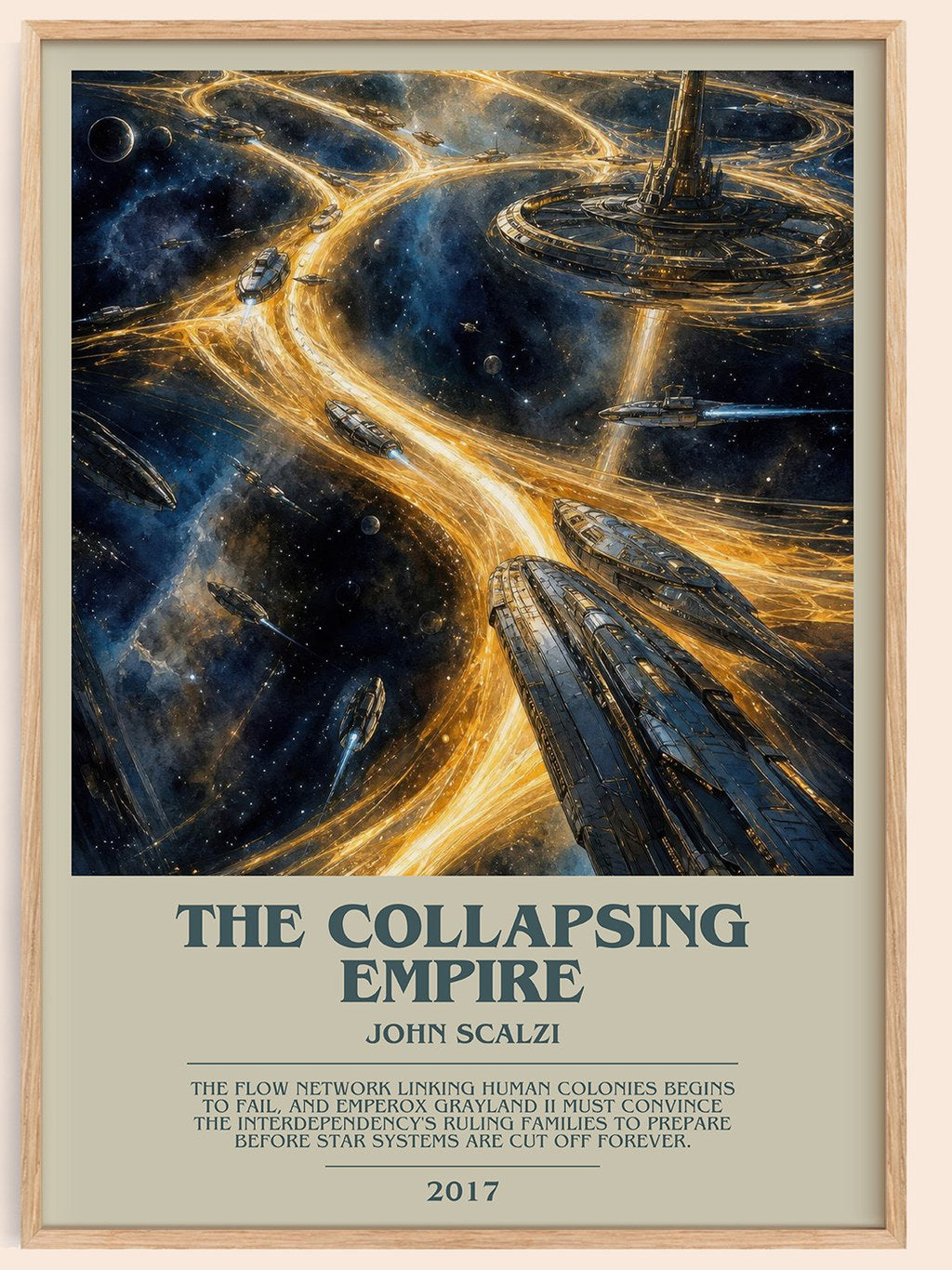 The Collapsing Empire bookish book poster by John Scalzi – framed literary art print