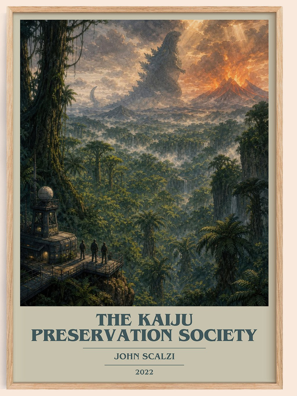 The Kaiju Preservation Society book cover book poster by John Scalzi – framed literary art print